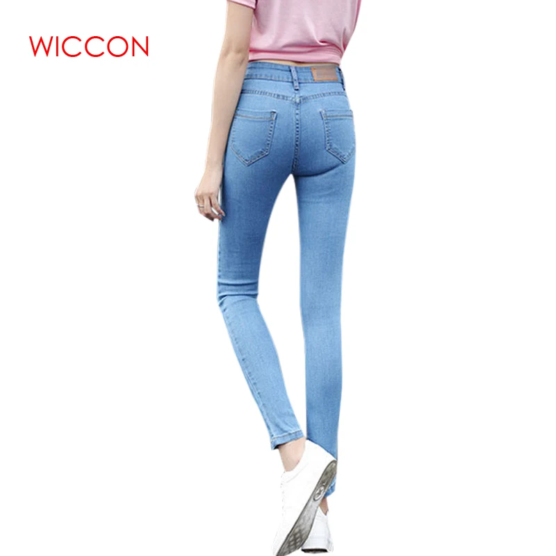 WICCON Casual Skinny Stretch Denim Pencil Pants 2018 New Autumn Fashion Solid Ankle Length Jeans Basic Hot Trousers Bottoms Jeans