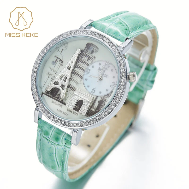 

Miss Keke Fashion Children Cartoon Watches Leather 3D Clay Quartz Watch Analog Girl Diamond Kid Wristwatch 1309 montre enfant