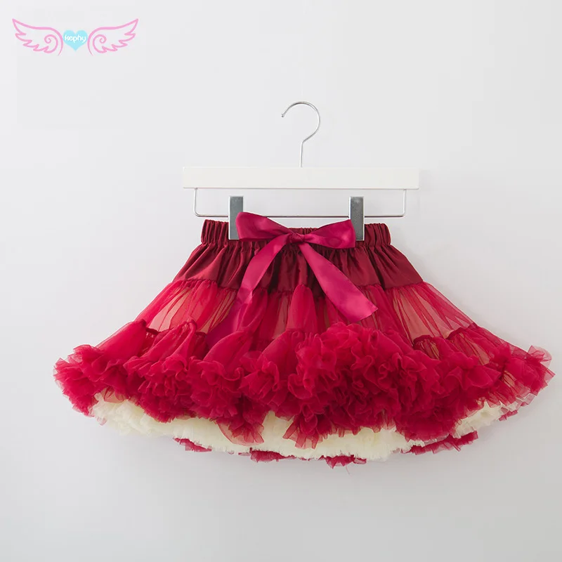 Сексуальная фатиновая юбка, мини-юбка выше колена, коллекция года, пышная короткая юбка-пачка для девочек-подростков, одежда для танцевальной вечеринки, осенние женские юбки-пачки - Цвет: Wine red and Beige