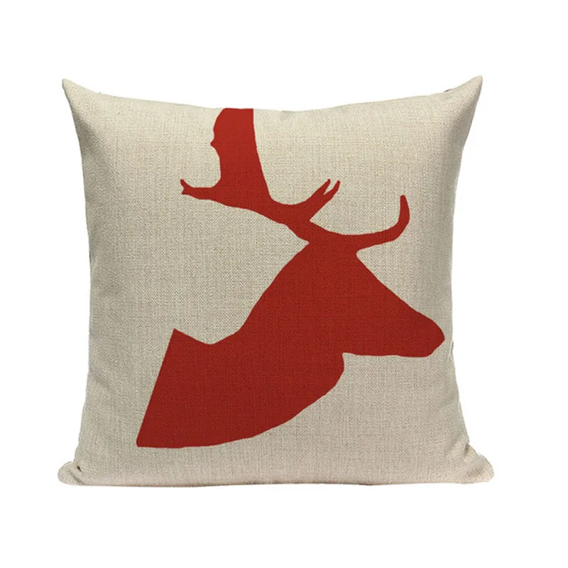 Наволочка для подушки с принтом Санта-Клауса и оленя, декоративные наволочки для подушек в стиле ретро, винтажная квадратная наволочка для подушки с рождественской елкой