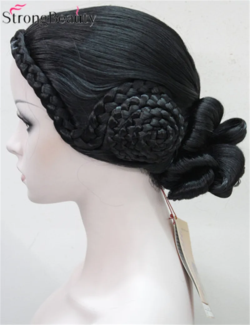 Сильный красота синтетический Blong и черные парики Полный женский парик