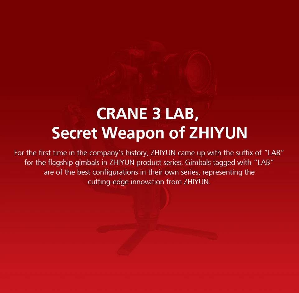 Zhiyun Crane 3 LAB 3-осевой ручной карданный стабилизатор для DSLR/беззеркальной камеры sony Canon Panasonic Nikon(Главная посылка