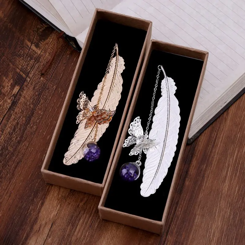 

Retro Vintage Feather Butterfly Metal Bookmarks Label Book Mark Stationery Handmade DIY Art Craft Accessories Gift