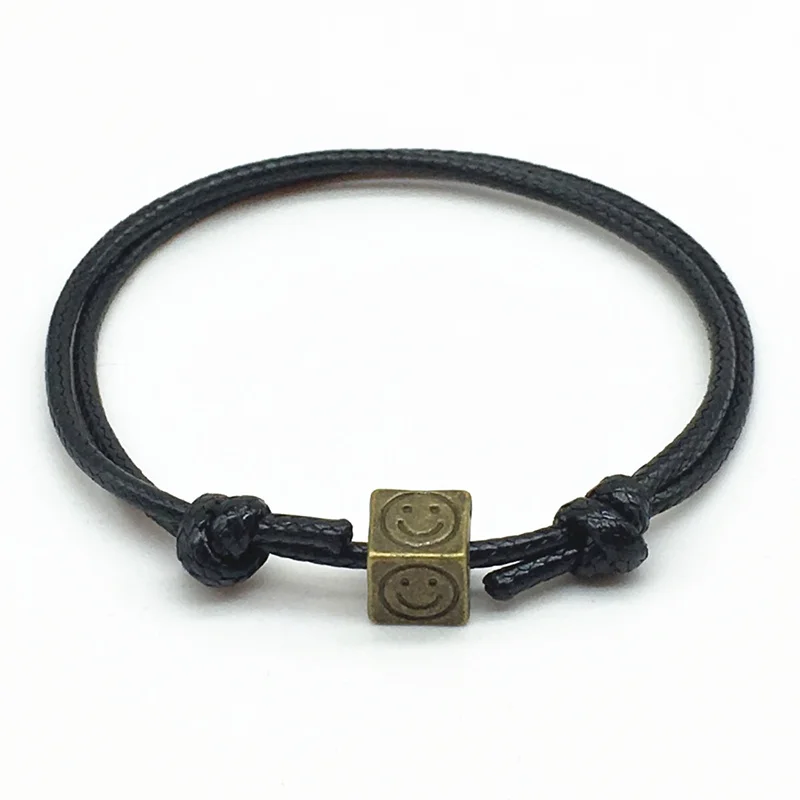 New Handmade Bracelet for Women and Men Unisex Jewelry Bronze Smiley Face Rope Chain Bracelet Adjustable Simple Bracelet