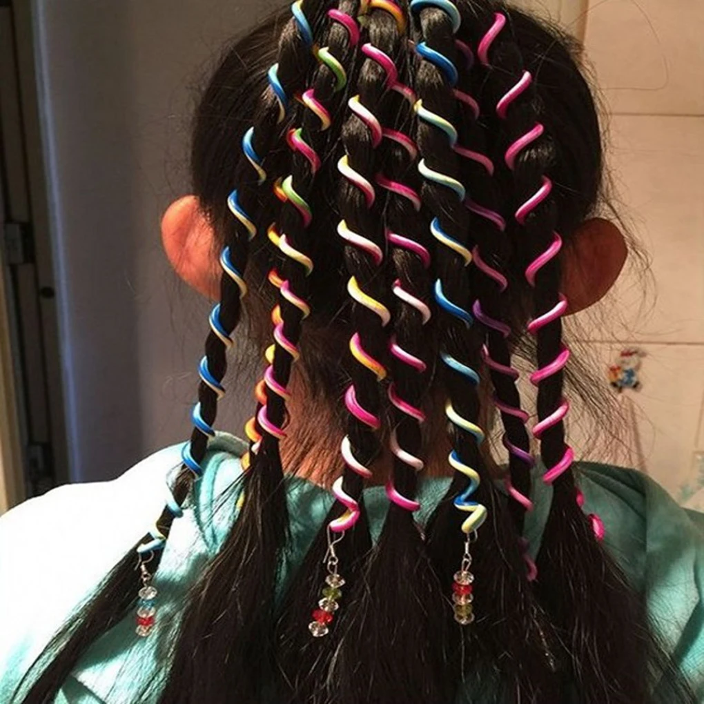 

Rainbow Color Spiral Hairband Cute Girls Hair Clip Crystal Long Elastic Headwear Hair Accessories