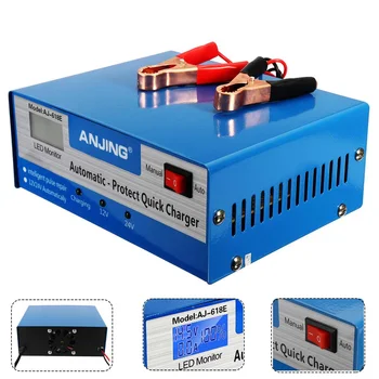 

Full Automatic Car Battery Charger Intelligent 220V 200AH Pulse-Repair LCD Display for 12/24V Lead Acid Battery 5 Charging Modes