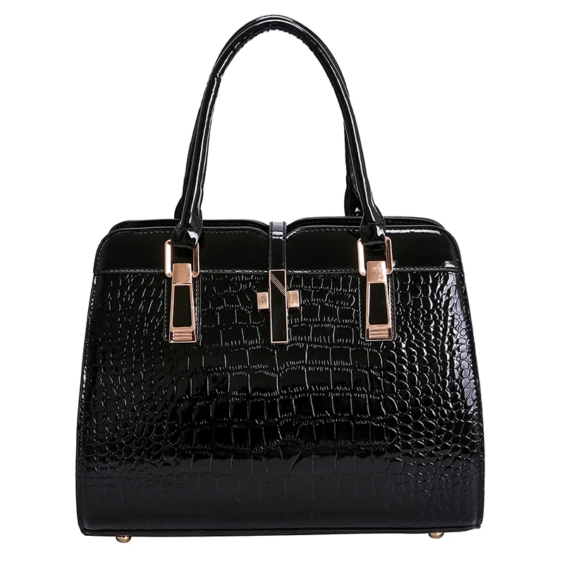 

High quality Retro Doctor Bag Fashion Large Capacity Two Style Messenger Bag Ladies Shoulder Bag Patent leather Snake Handbag