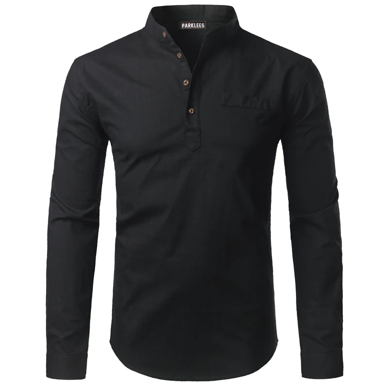 الأبيض قميص الرجال 2017 طوى كم رجل اللباس قمصان سليم صالح القطن الكتان الذكور قميص عارضة هينلي قميص Camisa الغمد