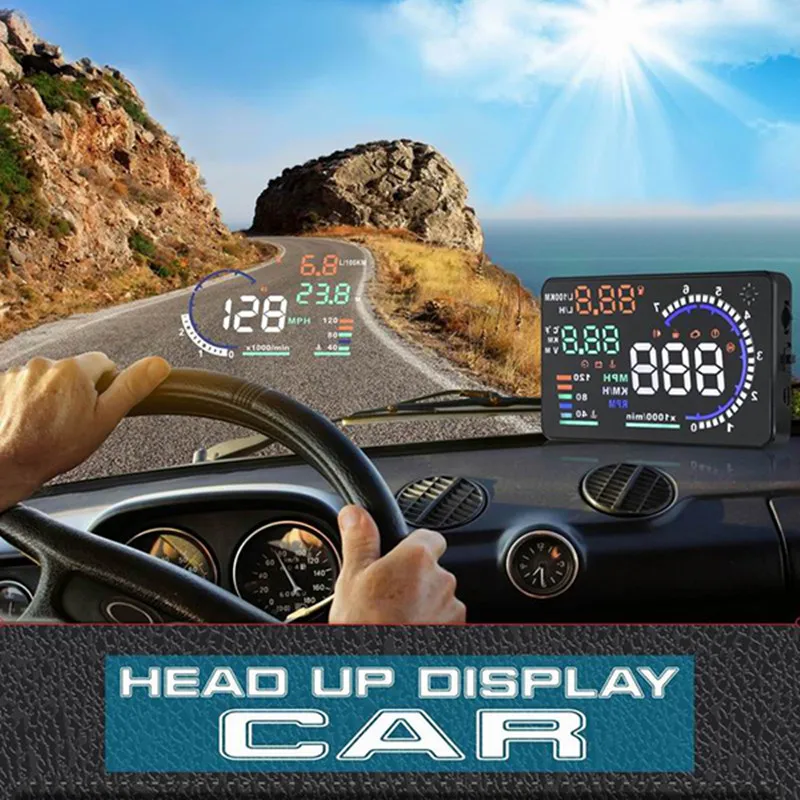 

Hot sale! 5.5" Large Screen OBD2 Interface Car HUD Head Up Display KM/h & MPH Overspeed Warning Windshield Project Alarm System