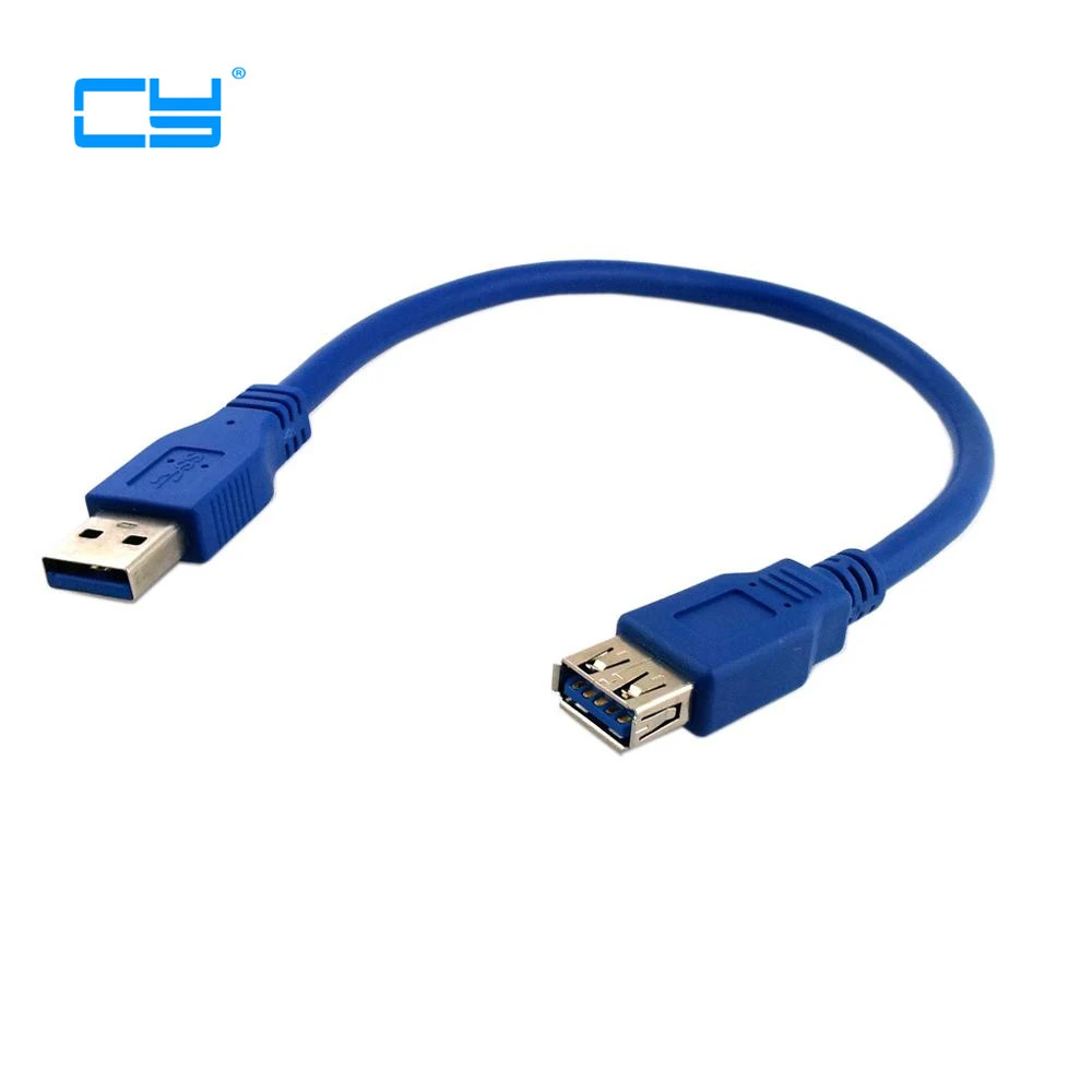 Computer Cables Standard USB 3.0 Male to Female Extension Connector Cable with Panel Mount Screw Hole 0.6m 1m 1.5m 1.8m 3m 2ft 3ft 5ft 6ft 10ft Cable Length: 300CM, Color: Blue 