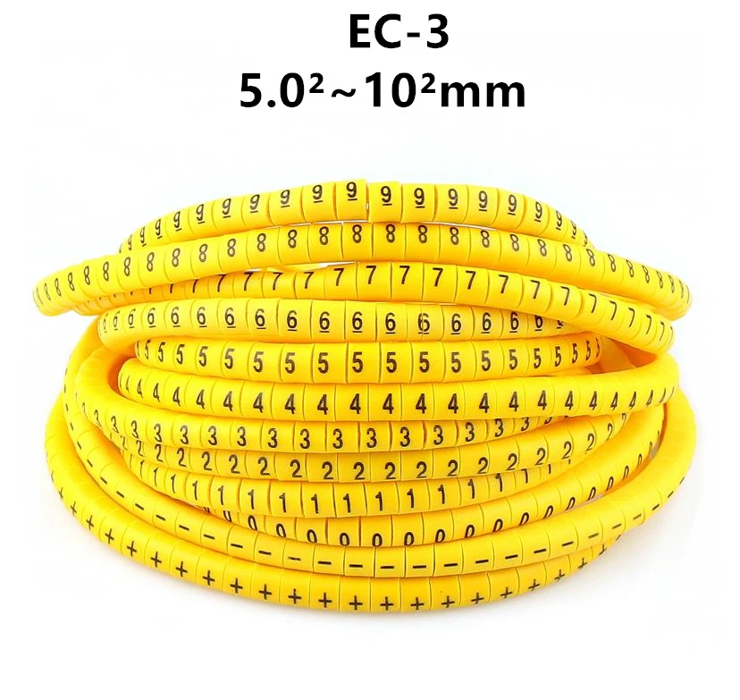 EC 3 маркеры для кабеля от 0 до 9 + X 600 шт (each50 шт) диаметра провода 5 кВ. Мм ~ 10 кв.