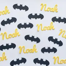 Пользовательское имя супергерой Бэтмен душа ребенка день рождения confettis Пол выявить Таблица Декор записки Scatters партии Decoartions