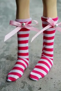 

[wamami] 11# Pink Stripe Socks/Stockings 1/4 MSD DOD BJD Dollfie
