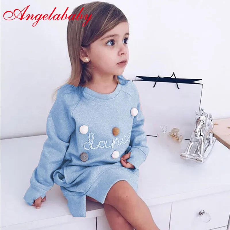 

2019 Autumn Winter Cartoon Letter Embroidery Sweatshirt Girl Fashion Long Hoodie Dress Pullover Moletom Feminina