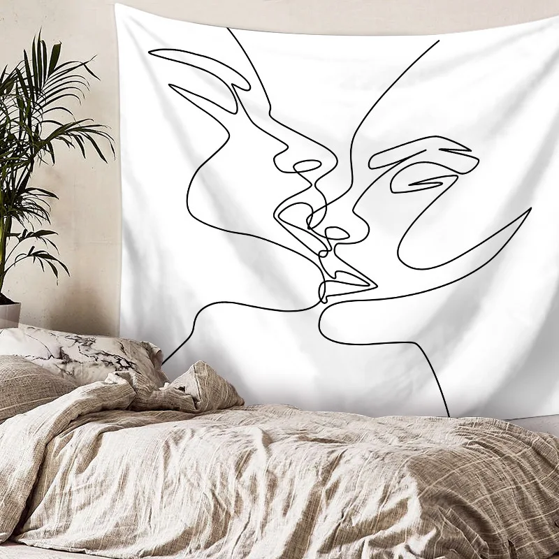3d линия рисования абстрактная МАНДАЛА ГОБЕЛЕН настенный хиппи бохо Декор поцелуй психоделический настенный гобелен из ткани рисунок художественный гобелен