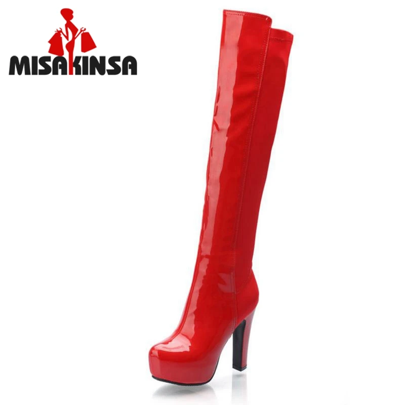 Bottes Étanche Talons Hauts Mince Taille Nouveau ka La À talons bleu 34 2016 Over Printemps Automne Noir Se rouge the 39 Qi Se Fei Mode Chaussures ka Femmes genou 45RLjA