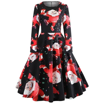 

Toppick Winter Christmas Dress Women Long Sleeve Vintage Dress Office Party Dress Casual Bodycon Elegant Plus Size Jurken Robe