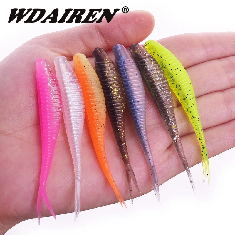 10Pcs Worm jig Wobbler richiamo morbido 70mm 1.8g Swimbaits Silicone artificiale esca morbida Pesca Shad Bass Carp isca richiamo attrezzatura da Pesca