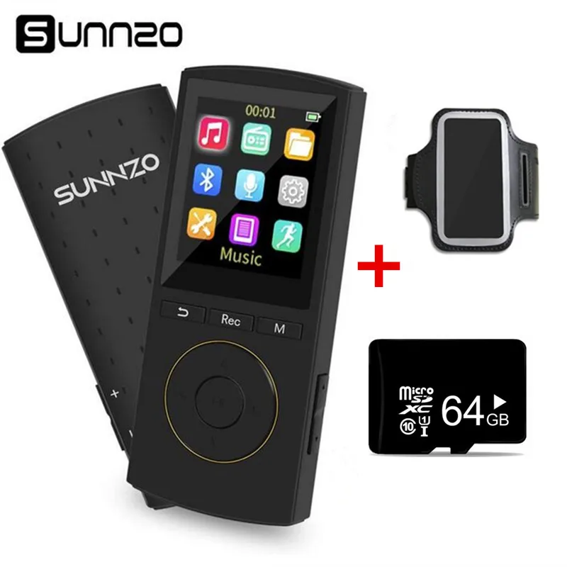 16GB MP3 Player Bluetooth Portable Digital Music Player 64GB TF Card,Armband Included With FM