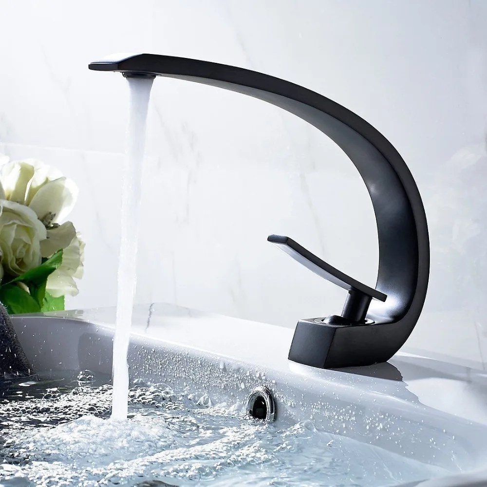 Free shipping Black color solid Brass Bathroom Basin Faucet Single