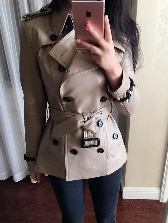 2017 De Beige Manteau Moutons En Cultiver Moralité Paragraphe Femelle Tranchée Sa Importation Bref Cuir BT4Brwz