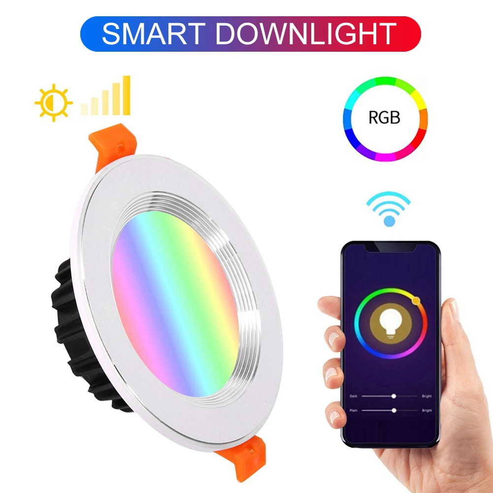 

WiFi Remote Voice Control LED Smart Downlight RGB Recessed Ceiling Light Smart Things Smart Lighting Work with Alexa Google Home