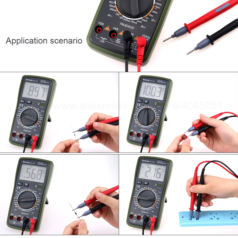 Borbede BD-19A цифровой мультиметр с голосовым значением DC/AC Напряжение Ток Сопротивление Емкость NCV True RMS диод тестер