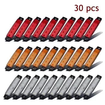 

30x Amber/Red/White 6 LED Clearance lights Truck Trailer RV Lorry Van Side Marker Indicators Decorative Parking Turn Signal