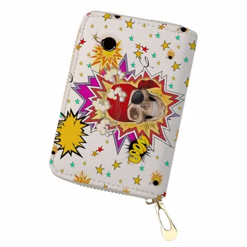 

Noisydesigns 3D portable Passport ID Card Holder Explosive skull funny Lots of little skulls Printed Business Card Slim Wallet