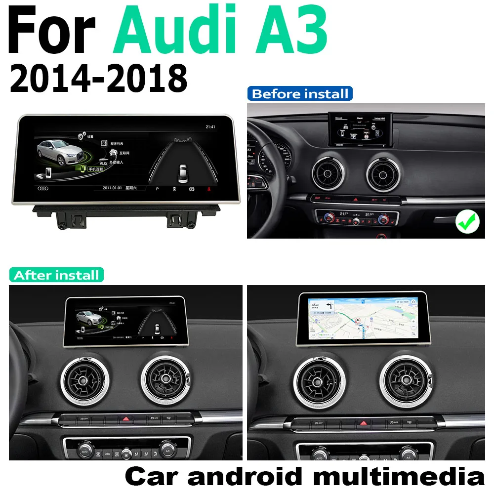 

8.8" Android Touch Screen Multimedia Player Stereo Display navigation GPS For Audi A3 8V 2014~2018 MMI
