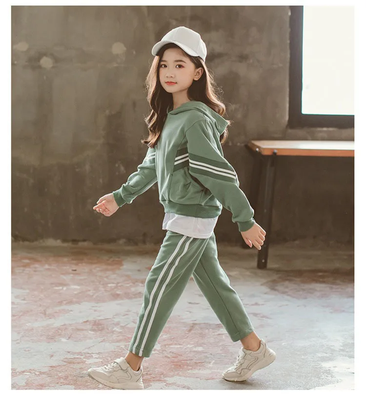 Autumn 2018 Kids Tracksuit Children's Clothing 2PCS Hooded Patchwork Coats & Pants for Girls Sport Suits for Kids Clothes Set (10)