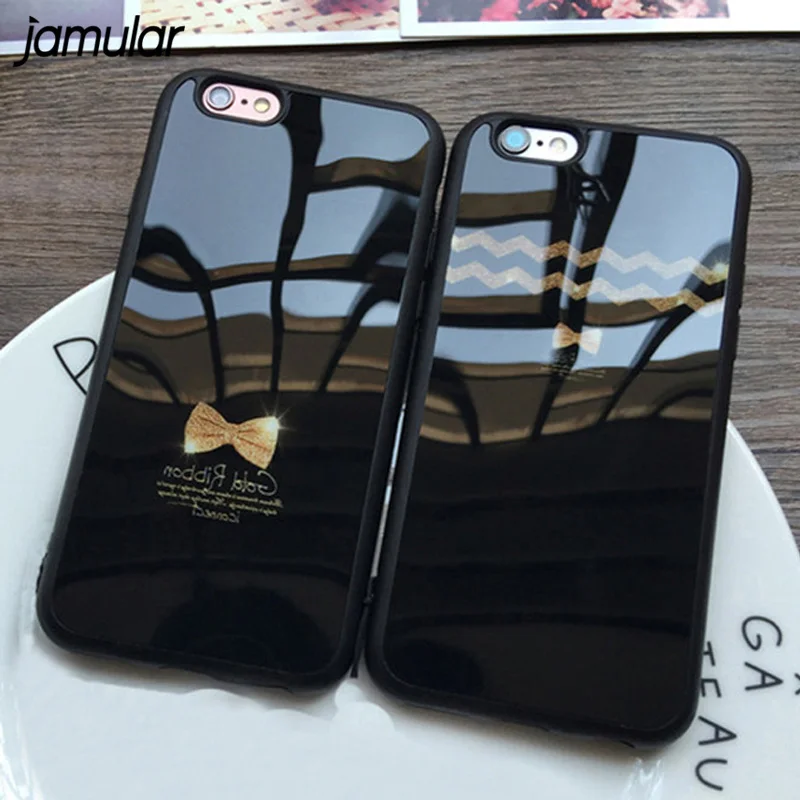 

JAMULAR Bow Silicone Mirror Case For iPhone X 7 Plus 5s SE Back Cover Protective Shells Cases for iPhone 6 6s 7 8 Plus Fundas