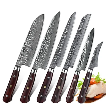 

XINZUO 6PCS Kitchen Knives Set Japanese Damascus Steel Chef Knife Santoku Paring Santoku Slicing Utility Tool Dalbergia Handle