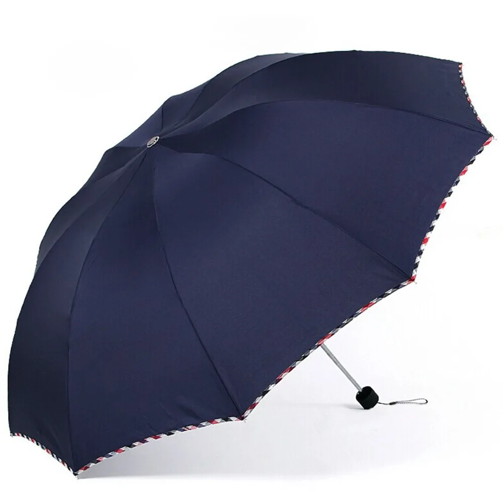 

Grid Side edge Colorful Umbrella Rain Women Three-folding Sunny and Rainy Umbrella Parasol