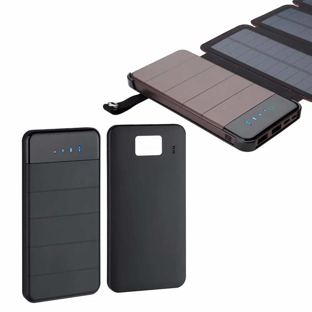 usb painel solar bateria externa powerbank diodo emissor de luz sos