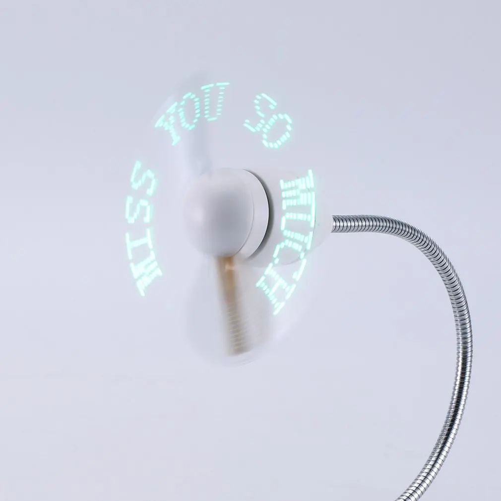 

USB LED Clock Fan USB-Powered Portable Fan LED Programmable Message Fan Mini Gooseneck Fan for Laptop and PC