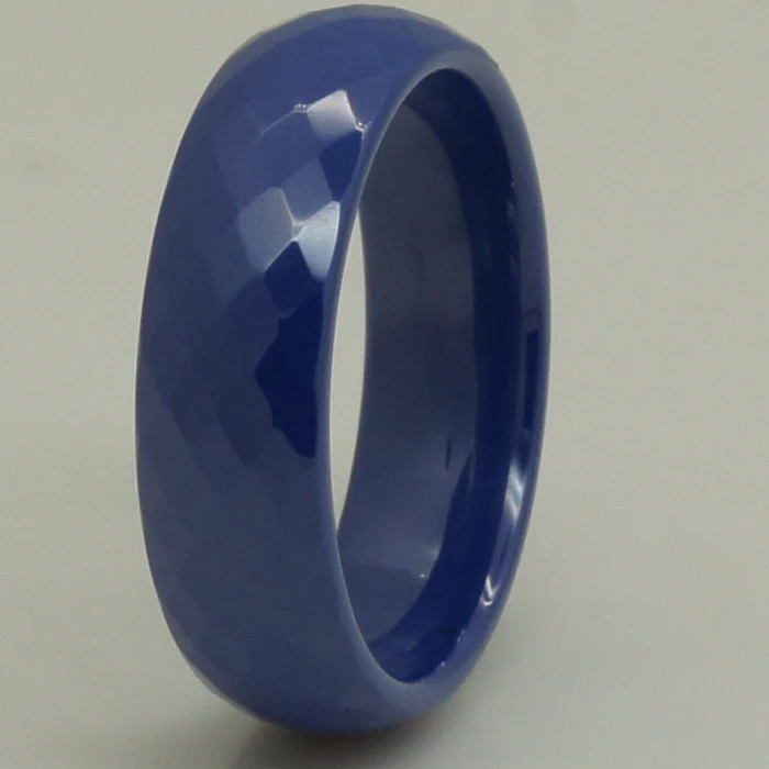 6mm width women /girl amazing rare colorful blue multi facet scratch proof ceramic ring 1pc