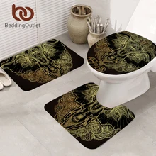 Постельные принадлежности Outlet Племенной слон коврик для ванной комнаты 3 шт./компл. нескользящий Бохо коврик с мандалой набор Бог Туалет крышка абсорбирующий ковер