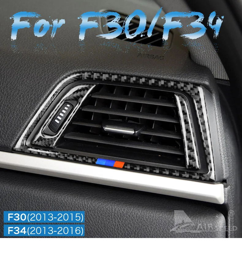 Carbon Fiber Car Center Console Air Outlet Frame Air Conditioning Vent Trim Sticker Styling for BMW F30 F34 Accessories (1)