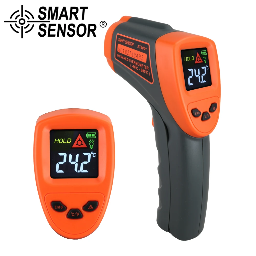 

AT600+ Digital Infrared Thermometer -50~600 C Non-Contact laser IR Temperature Gun color LCD display Emissivity Adjustable