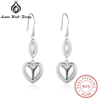 

Vintage 925 Sterling Silver Heart Drop Earrings Metallic Dangle Earrings Gift for Girlfriend Statement Jewelry (Lam Hub Fong)