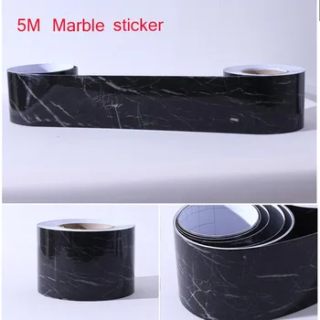 

5M Marble Retro Tiles Wall Stickers for Bathroom Self-Adhesive Wall Stickers Living Room Corner Vinyl Borders Kitchen Sticker