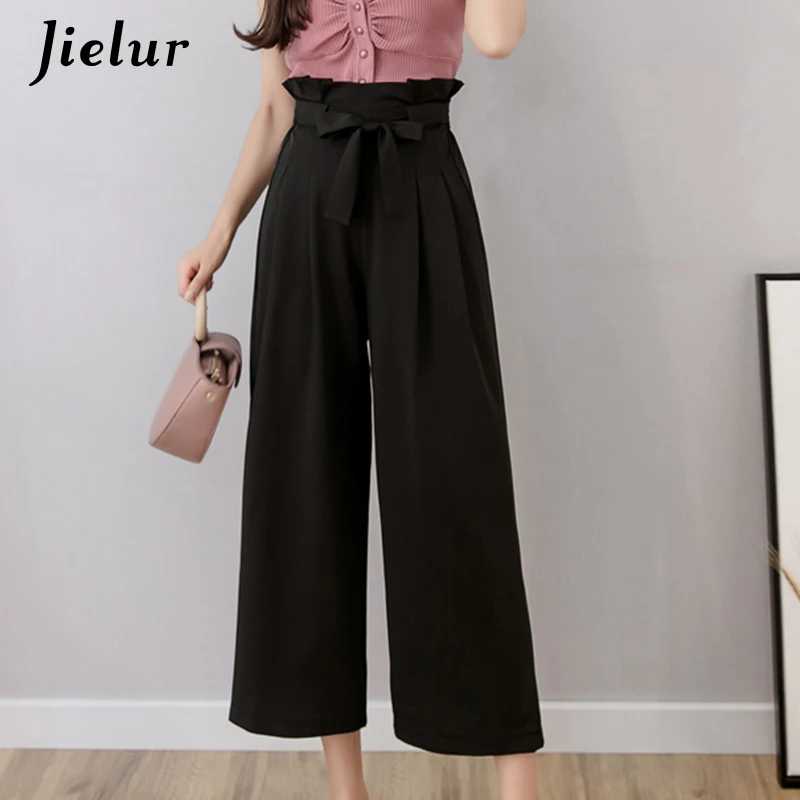 Jielur Summer Chiffon Wide Leg Pants Female Office Lady Women's Pants ...