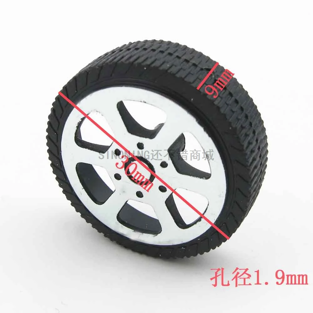 

10pcs Plastic toy car wheels accessories DIY 30*9*1.9mm wheel 30mm for 2mm axle