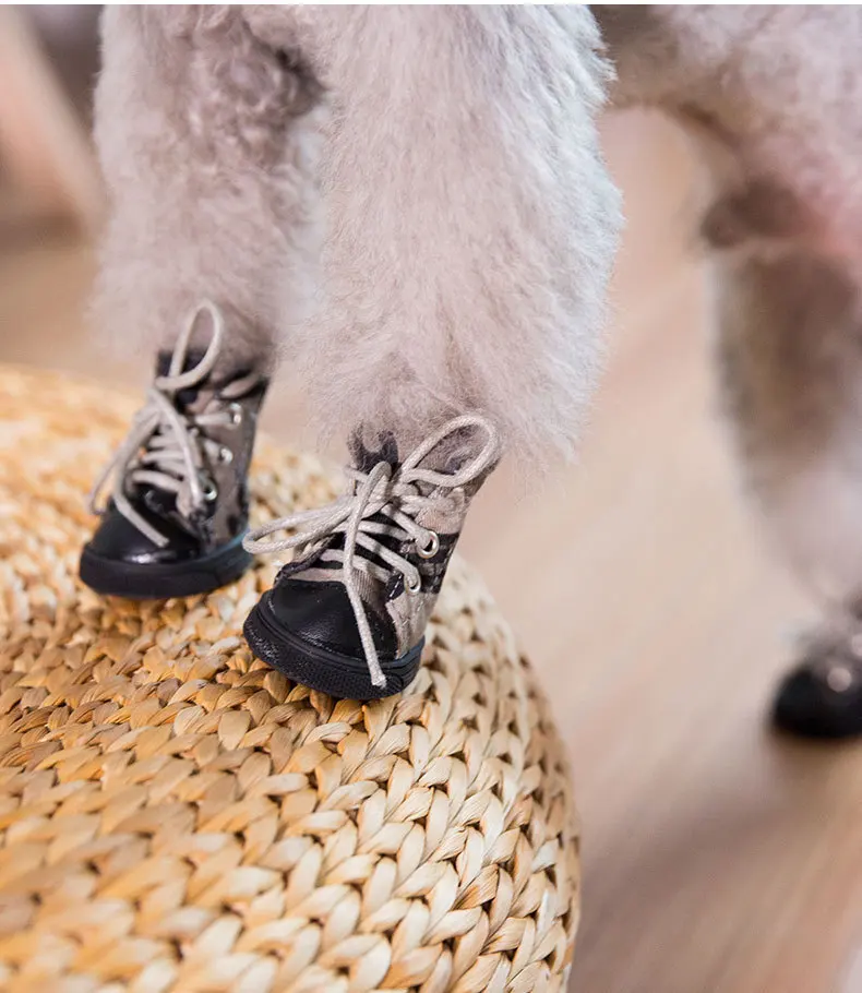 Camouflage Series Winter Small Dog Shoes Rubber Jean Thermal Boots Puppy Footwear Outdoor Walking Shoes (6)