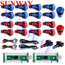 2 игрока аркадные кнопки контроллер комплект для ПК игр и Raspberry Pi с аркадные игры; usb энкодер и светодиодный кнопки с подсветкой для Mame