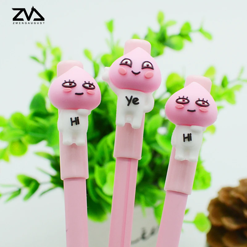 

2pcs/lot Cute peach neutral pen black pen necessary material escolar school office stationery supplies Reward for the children