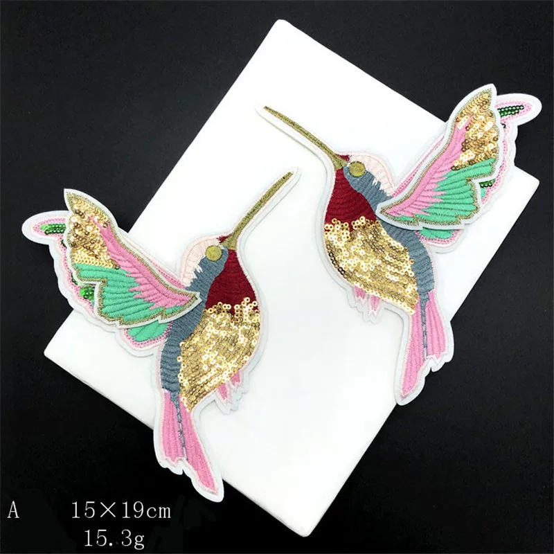 

2pcs/set 3D Bird Sewing Embroidered Sew On Patches for Clothing Applique Cute Sequin Patch For Clothes DIY Craft Accessories