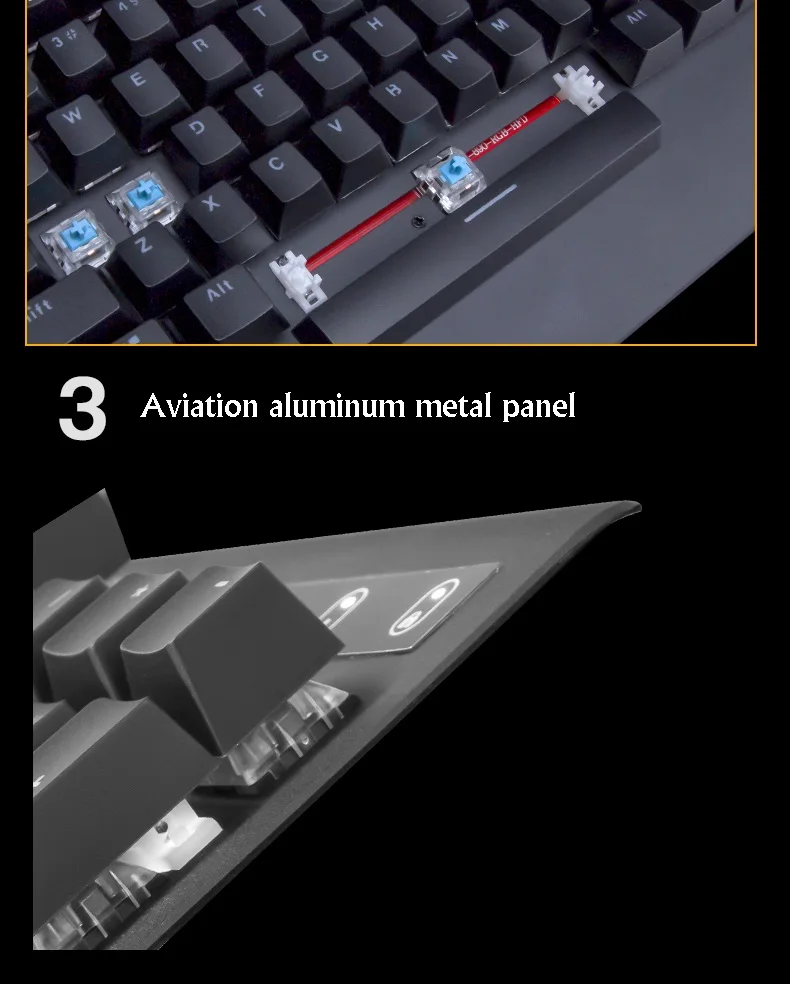 Royal Kludge Black Shodow металлическая панель RGB с подсветкой USB Проводная Механическая клавиатура, большая Подставка для рук черная, синяя, коричневая, красная ось