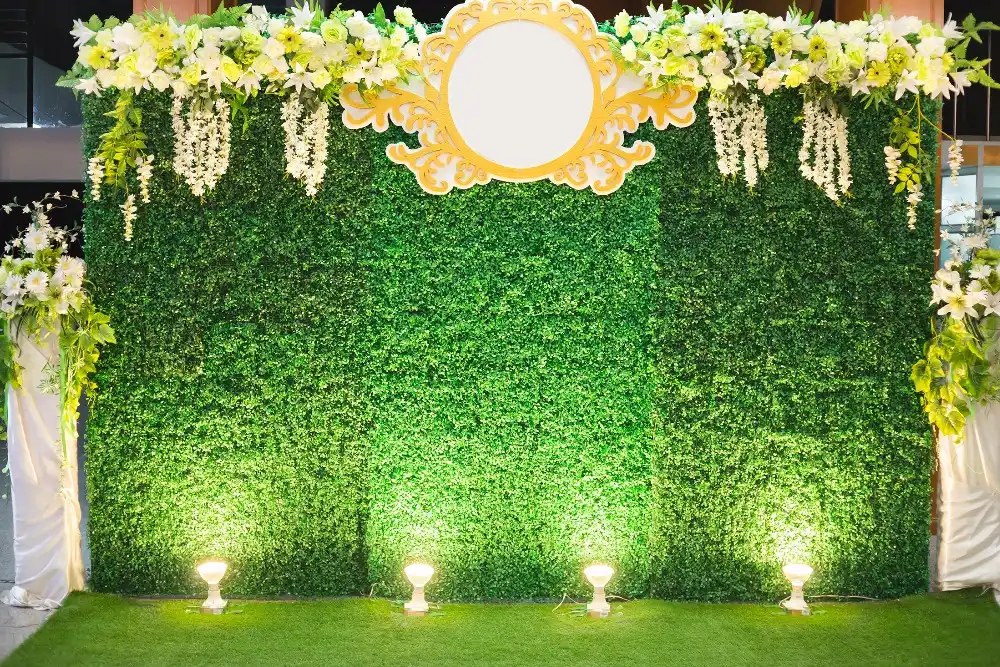 Green Leaves Wall Custom Wedding Party Backdrop for Photography Printed